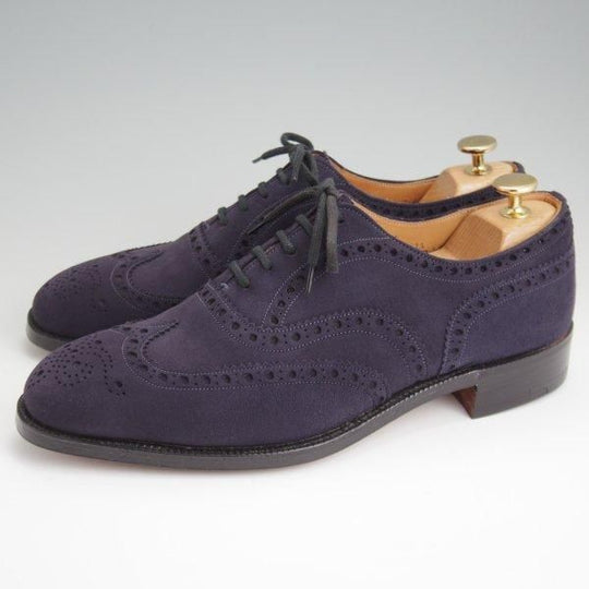 未使用★チャーチ 75F/UK7.5【デッドストック品★ネイビースエードのBUCK/旧チャーチ/73ラスト】3都市ロゴ/フルブローグ/紺/Church's★l530