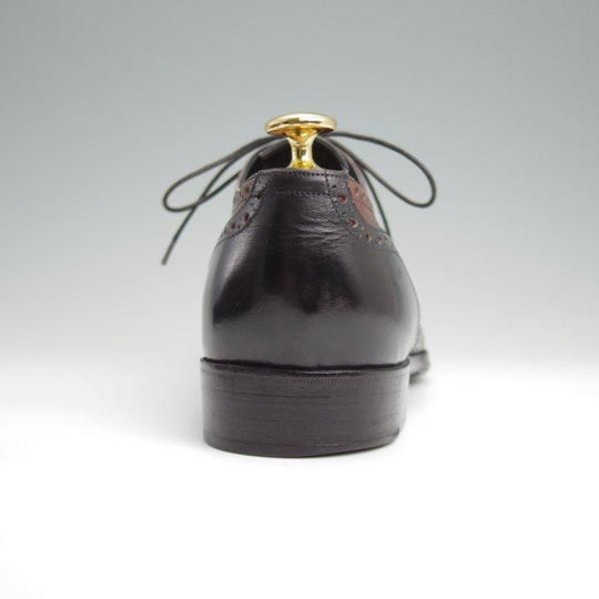 極上★(伊)アンジェロ・マネッティ SIZE 8.5【貴重★ギリーシューズ風デザイン/フルブローグ】黒×濃茶/カーフ/Angiolo Manetti★l546