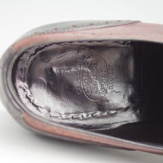 極上★(伊)アンジェロ・マネッティ SIZE 8.5【貴重★ギリーシューズ風デザイン/フルブローグ】黒×濃茶/カーフ/Angiolo Manetti★l546
