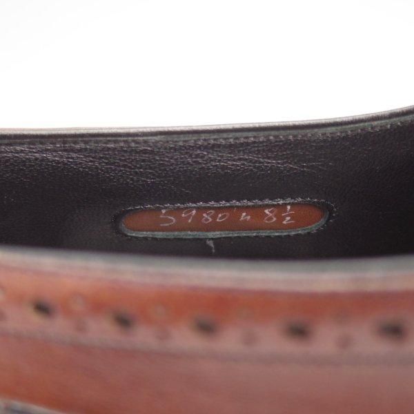 極上★(伊)アンジェロ・マネッティ SIZE 8.5【貴重★ギリーシューズ風デザイン/フルブローグ】黒×濃茶/カーフ/Angiolo Manetti★l546