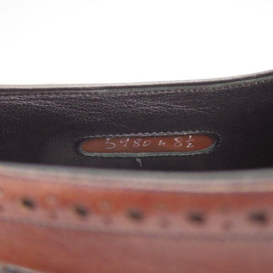 極上★(伊)アンジェロ・マネッティ SIZE 8.5【貴重★ギリーシューズ風デザイン/フルブローグ】黒×濃茶/カーフ/Angiolo Manetti★l546