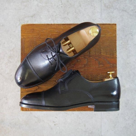 ほぼ試着程度★(伊)タニノクリスチー SIZE 5【定価10万円以上★ストレートチップ/黒】シボ革/メンズ/TANINO CRISCI★l554