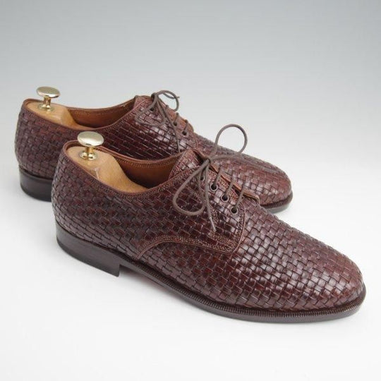 極上★(伊)シルヴァノ・ラッタンジ SIZE 7【ハンドソーンウェルテッド製法★イントレチャート/プレーントゥ】カーフ/濃茶/メンズ★l564
