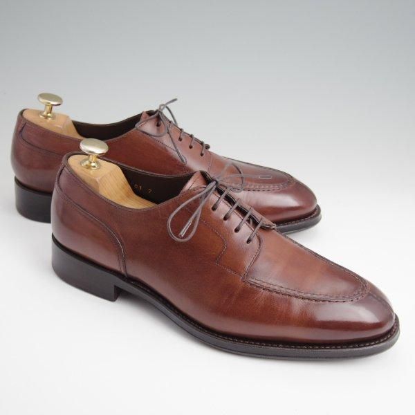 美品★(浅草)鞆ゑ /トモエ SIZE 7【定価￥47,300-★EG/ドーバー似寄りモデル/スキンステッチ】TG101/Uチップ/濃茶/メンズ★l568