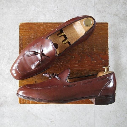 ★チャーチ UK7程度/75D【旧チャーチ★3都市ロゴ/タッセルローファー】69Rラスト/カーフ/濃茶/メンズ/Church's★l581