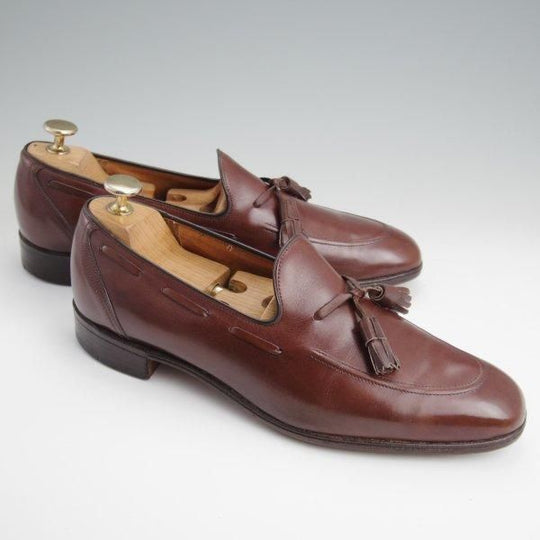 ★チャーチ UK7程度/75D【旧チャーチ★3都市ロゴ/タッセルローファー】69Rラスト/カーフ/濃茶/メンズ/Church's★l581