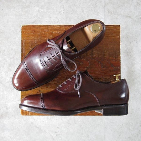 極上★三陽山長 SIZE 6.5【定価￥94,600-★弦六郎/R2010ラスト】パンチドキャップトゥ/カーフ/濃茶/メンズ/Sanyo Yamacho★l582
