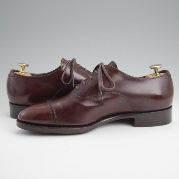 極上★三陽山長 SIZE 6.5【定価￥94,600-★弦六郎/R2010ラスト】パンチドキャップトゥ/カーフ/濃茶/メンズ/Sanyo Yamacho★l582