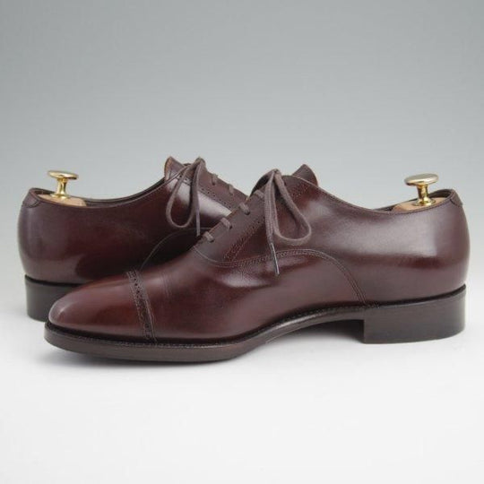 極上★三陽山長 SIZE 6.5【定価￥94,600-★弦六郎/R2010ラスト】パンチドキャップトゥ/カーフ/濃茶/メンズ/Sanyo Yamacho★l582