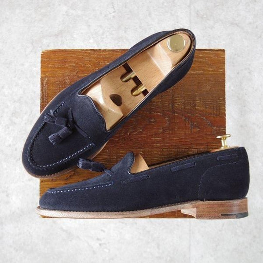 美品★チャーチ 80F/UK8【★タッセルローファー/FOSBURY】93ラスト/スエード/紺/メンズ/Church's★l591