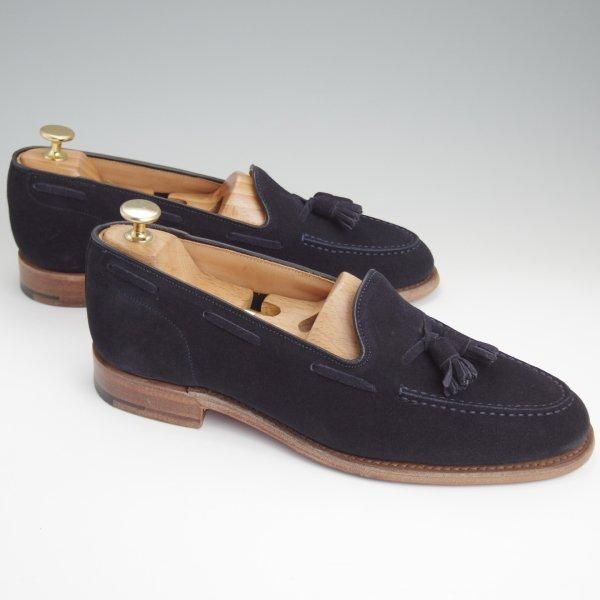 美品★チャーチ 80F/UK8【★タッセルローファー/FOSBURY】93ラスト/スエード/紺/メンズ/Church's★l591