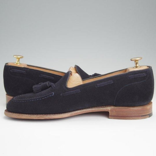 美品★チャーチ 80F/UK8【★タッセルローファー/FOSBURY】93ラスト/スエード/紺/メンズ/Church's★l591