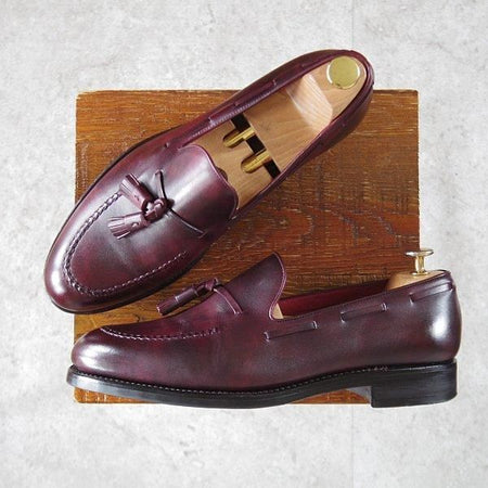 極美品★TLB Mallorca/ティーエルビー SIZE 7.5【定価￥66,000-★ミュージアムカーフ仕様/LANCASTER】タッセルローファー/赤茶★l597