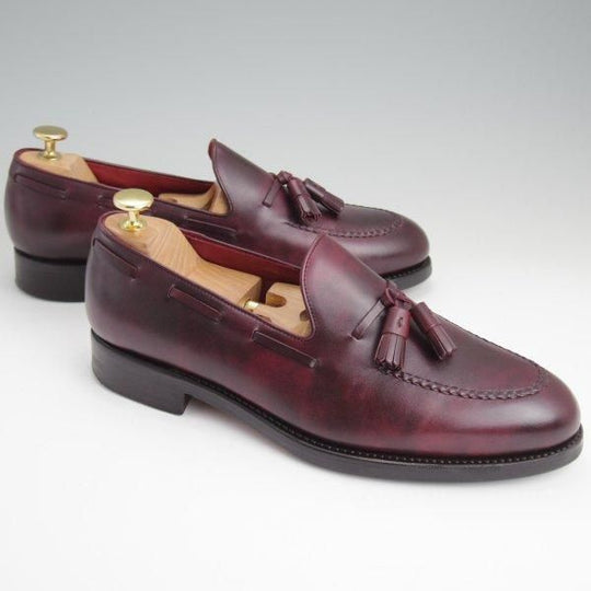 極美品★TLB Mallorca/ティーエルビー SIZE 7.5【定価￥66,000-★ミュージアムカーフ仕様/LANCASTER】タッセルローファー/赤茶★l597