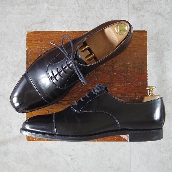 極美品★クロケット&ジョーンズ 8.5E【★ストレートチップ/TEMPLE】カーフ/黒/メンズ/Crockett&Jones★l616