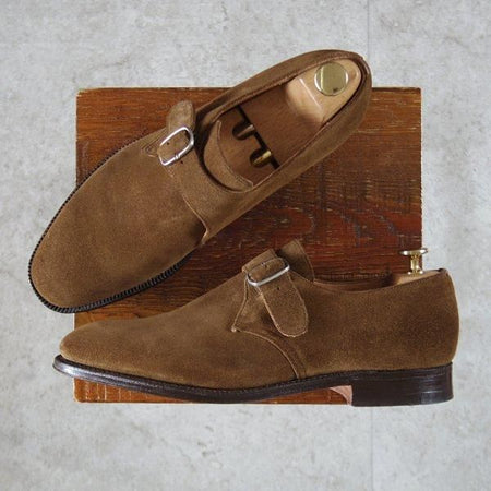 極美品★チャーチ 80F/UK8【貴重★73ラスト/4都市ロゴ過渡期/BECKET】(伊)ILIPRANDI別注/モンクストラップ/スエード/茶/Church's★l628