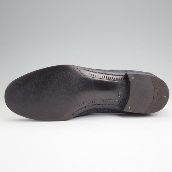 極上★(伊)ボノーラ SIZE 41.5【貴重★シャークスキン(鮫革)仕様/ローファー/スリッポン】センターエラスティック/紺/BONORA★l657