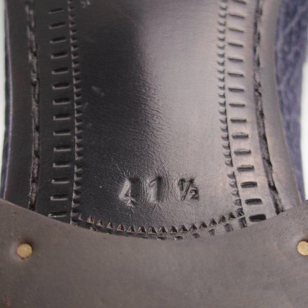 極上★(伊)ボノーラ SIZE 41.5【貴重★シャークスキン(鮫革)仕様/ローファー/スリッポン】センターエラスティック/紺/BONORA★l657