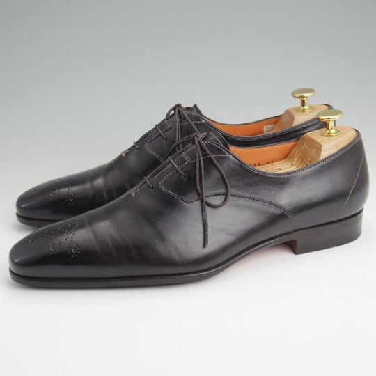 美品★(伊)サントーニ SIZE 8【★オックスフォードシューズ/9739】カーフ/黒/メンズ/Santoni★l658