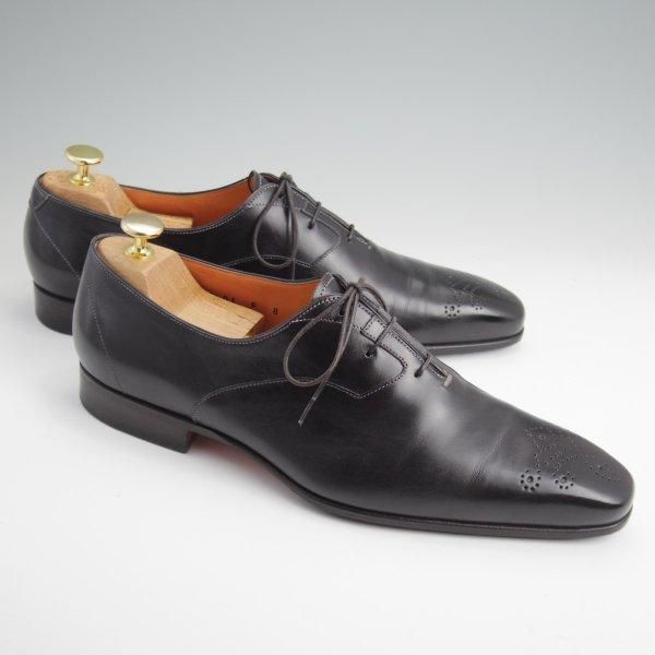 美品★(伊)サントーニ SIZE 8【★オックスフォードシューズ/9739】カーフ/黒/メンズ/Santoni★l658