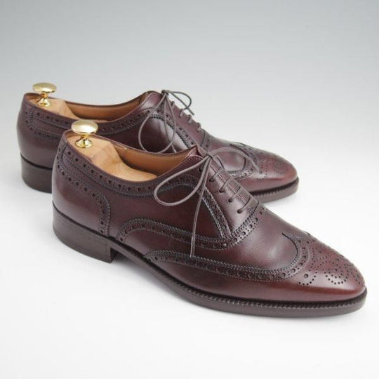 極上★平和堂靴店 SIZE 25.5【小笠原シューズ製★ハンドソーンウェルテッド製法/フルブローグ】カーフ/濃茶/メンズ★l660