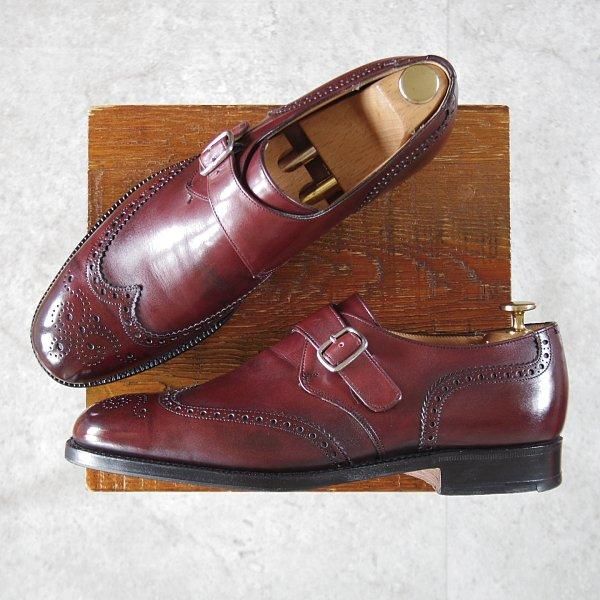 極美品★チャーチ 80F/UK8【貴重★100ラスト/Cardigan/モンクストラップ】カーディガン/カーフ/赤茶/メンズ/Church's★l663