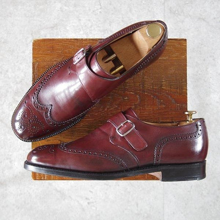 極美品★チャーチ 80F/UK8【貴重★100ラスト/Cardigan/モンクストラップ】カーディガン/カーフ/赤茶/メンズ/Church's★l663