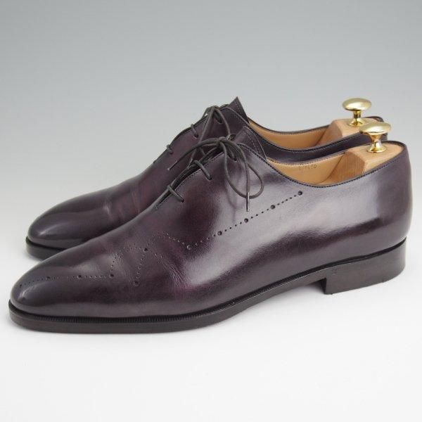 美品★(仏)ベルルッティ SIZE 9【貴重★タトゥ・コレクション/黒〜パープル系パティーヌ】ホールカット/ヴェネチアレザー/Berluti★l664