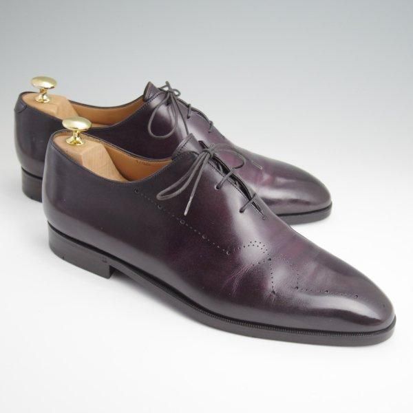 美品★(仏)ベルルッティ SIZE 9【貴重★タトゥ・コレクション/黒〜パープル系パティーヌ】ホールカット/ヴェネチアレザー/Berluti★l664