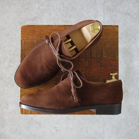 極上★(仏)ベルルッティ SIZE 5.5【貴重★グッドイヤーウェルテッド製法/Vフロント】プレーントゥ/スエード/濃茶/メンズ/Berluti★l668