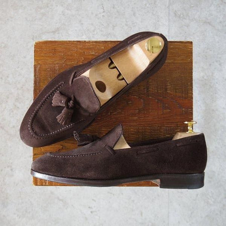 極上★(スペイン製)CARMINA/カルミナ SIZE 6.5【定価￥89,100-★タッセルローファー/80215】UETAMラスト/スエード/濃茶/メンズ★l670