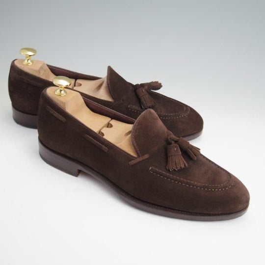 極上★(スペイン製)CARMINA/カルミナ SIZE 6.5【定価￥89,100-★タッセルローファー/80215】UETAMラスト/スエード/濃茶/メンズ★l670