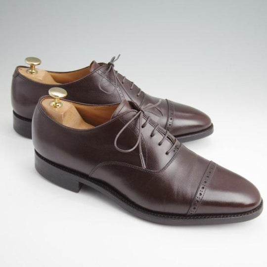 美品★(浅草)RENDO/レンド SIZE 7.5【定価￥68,200-★ダイナイトソール仕様/パンチドキャップトゥ】7702D/カーフ/濃茶/メンズ★l671