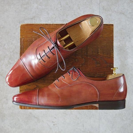 美品★(伊)サントーニ SIZE 8【★ストレートチップ/9738】カーフ/茶/メンズ/Santoni★l674