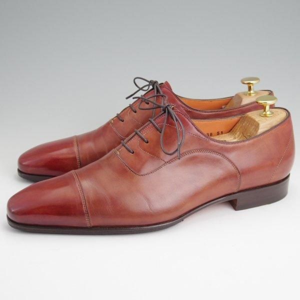 美品★(伊)サントーニ SIZE 8【★ストレートチップ/9738】カーフ/茶/メンズ/Santoni★l674