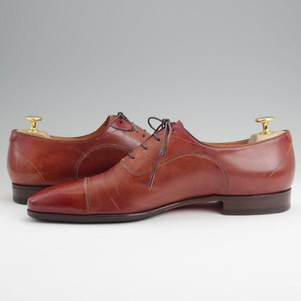 美品★(伊)サントーニ SIZE 8【★ストレートチップ/9738】カーフ/茶/メンズ/Santoni★l674