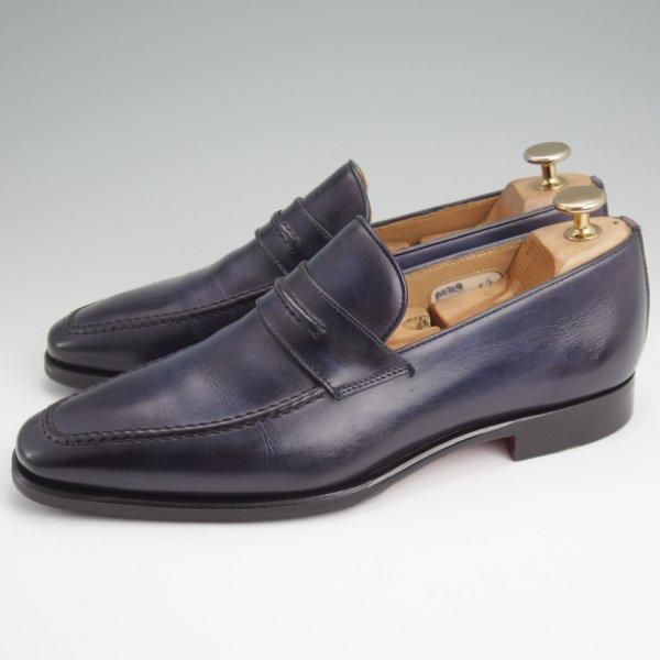 極美品★(伊)ボリーニ SIZE 6.5【モデル定価￥60,500-★コインローファー/紺】2319/カーフ/メンズ/BOLLINI★l684
