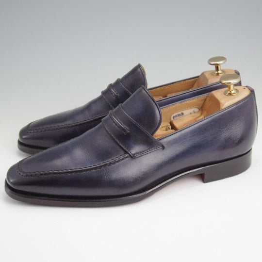 極美品★(伊)ボリーニ SIZE 6.5【モデル定価￥60,500-★コインローファー/紺】2319/カーフ/メンズ/BOLLINI★l684