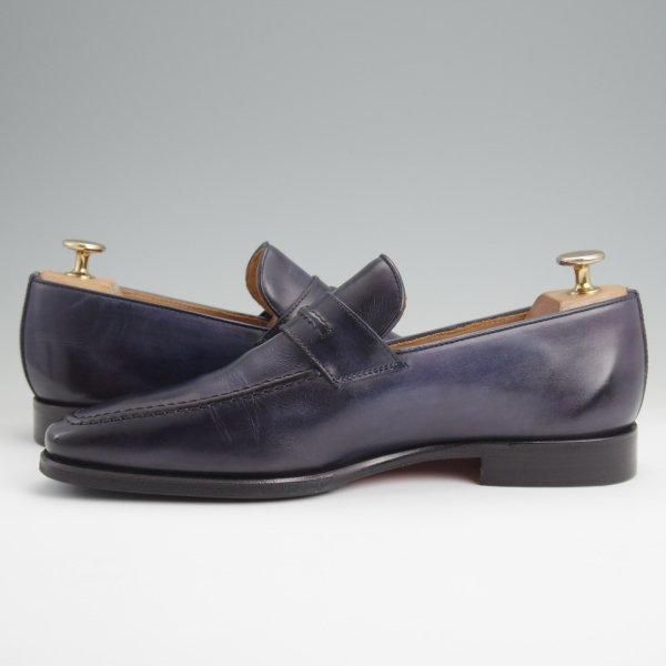 極美品★(伊)ボリーニ SIZE 6.5【モデル定価￥60,500-★コインローファー/紺】2319/カーフ/メンズ/BOLLINI★l684