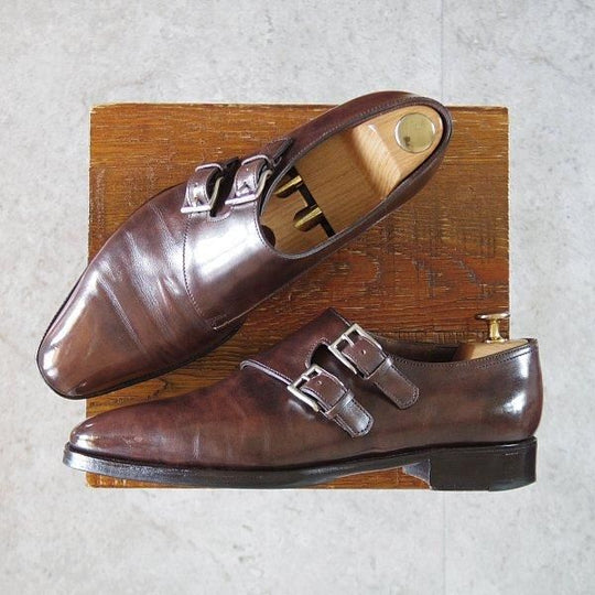 ★ジョンロブ 6.5E【定価￥324,500-★プレステージライン/CHAPEL/8000ラスト】ミュージアムカーフ/ダブルモンク/濃茶/JOHN LOBB★l688