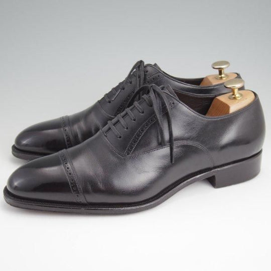 極美品★シェットランドフォックス SIZE 7.5【定価￥52,800-★ブラッドフォード/077F】パンチドキャップトゥ/黒/SHETLAND FOX★l702