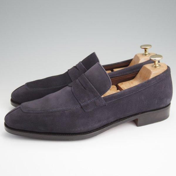 極美品★(スペイン製)CARMINA/カルミナ SIZE 8【定価￥79,200-★コインローファー/10082】SIMPSONラスト/スエード/紺/メンズ★l705