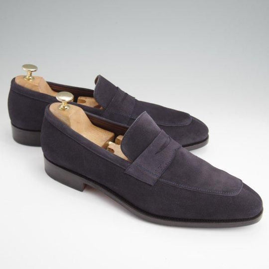 極美品★(スペイン製)CARMINA/カルミナ SIZE 8【定価￥79,200-★コインローファー/10082】SIMPSONラスト/スエード/紺/メンズ★l705