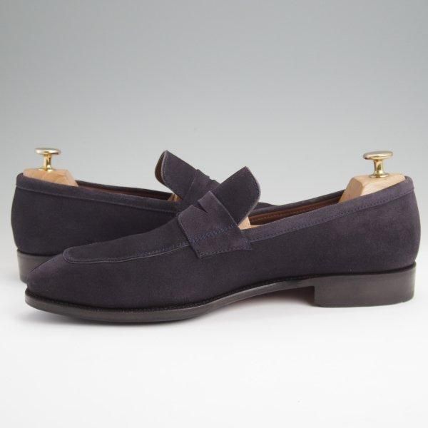 極美品★(スペイン製)CARMINA/カルミナ SIZE 8【定価￥79,200-★コインローファー/10082】SIMPSONラスト/スエード/紺/メンズ★l705