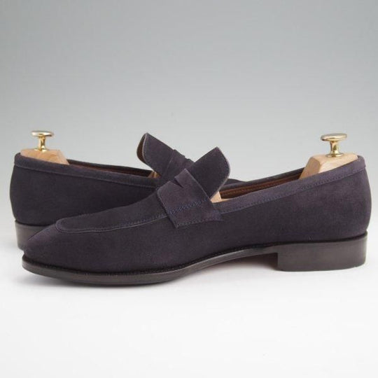 極美品★(スペイン製)CARMINA/カルミナ SIZE 8【定価￥79,200-★コインローファー/10082】SIMPSONラスト/スエード/紺/メンズ★l705