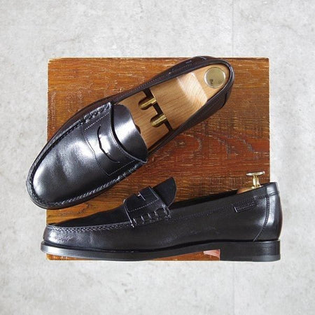 極美品★(伊製)HERMES/エルメス SIZE 40.5【貴重★コインローファー/セリエコイン】スリッポン/カーフ/黒/メンズ★l713
