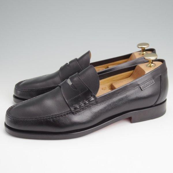 極美品★(伊製)HERMES/エルメス SIZE 40.5【貴重★コインローファー/セリエコイン】スリッポン/カーフ/黒/メンズ★l713