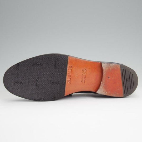 極美品★(伊製)HERMES/エルメス SIZE 40.5【貴重★コインローファー/セリエコイン】スリッポン/カーフ/黒/メンズ★l713