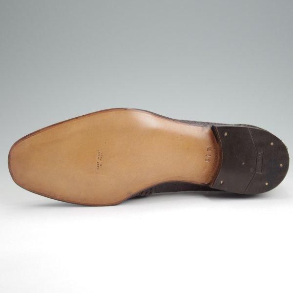 未使用★(伊)BONORA/ボノーラ SIZE 41.5【貴重★イントレチャート/ローファー】スリッポン/濃茶/メンズ★l720