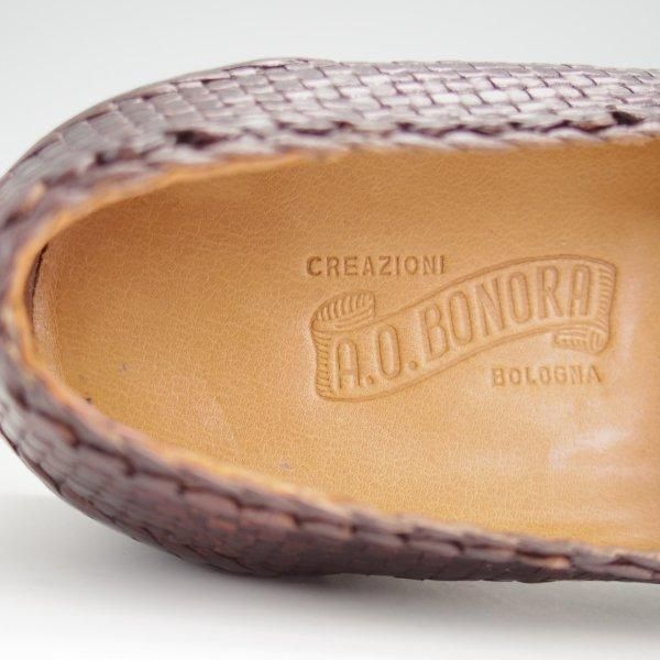 未使用★(伊)BONORA/ボノーラ SIZE 41.5【貴重★イントレチャート/ローファー】スリッポン/濃茶/メンズ★l720
